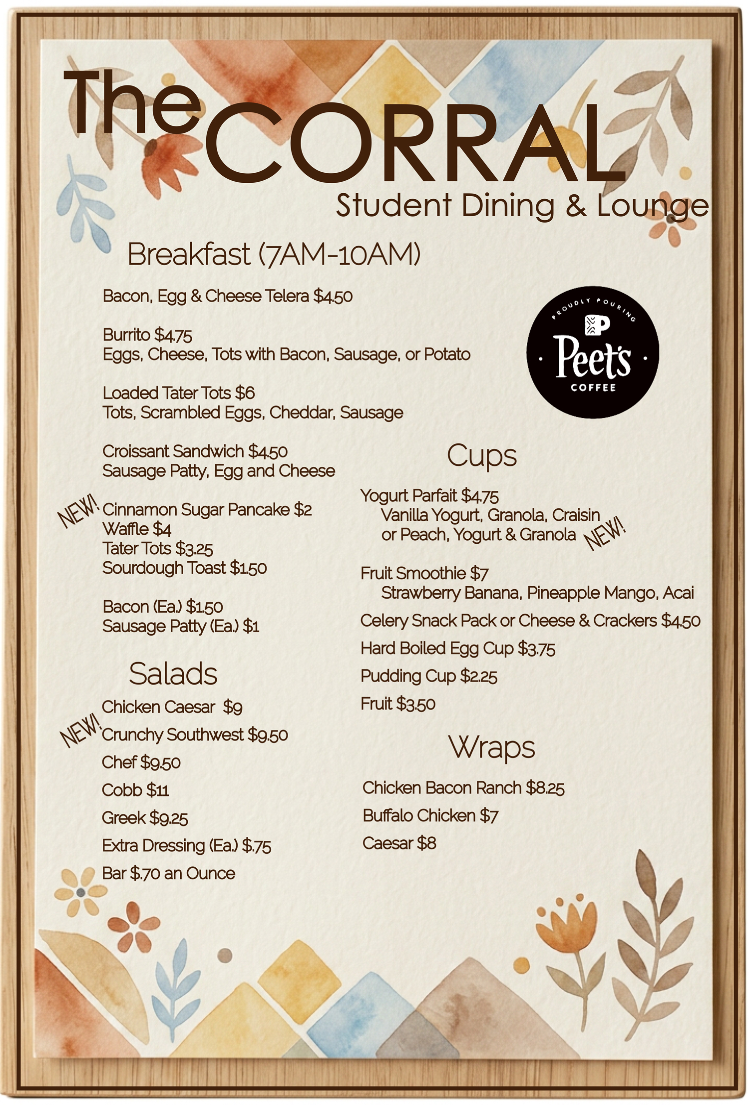 Fall 2026 Daily Menu
