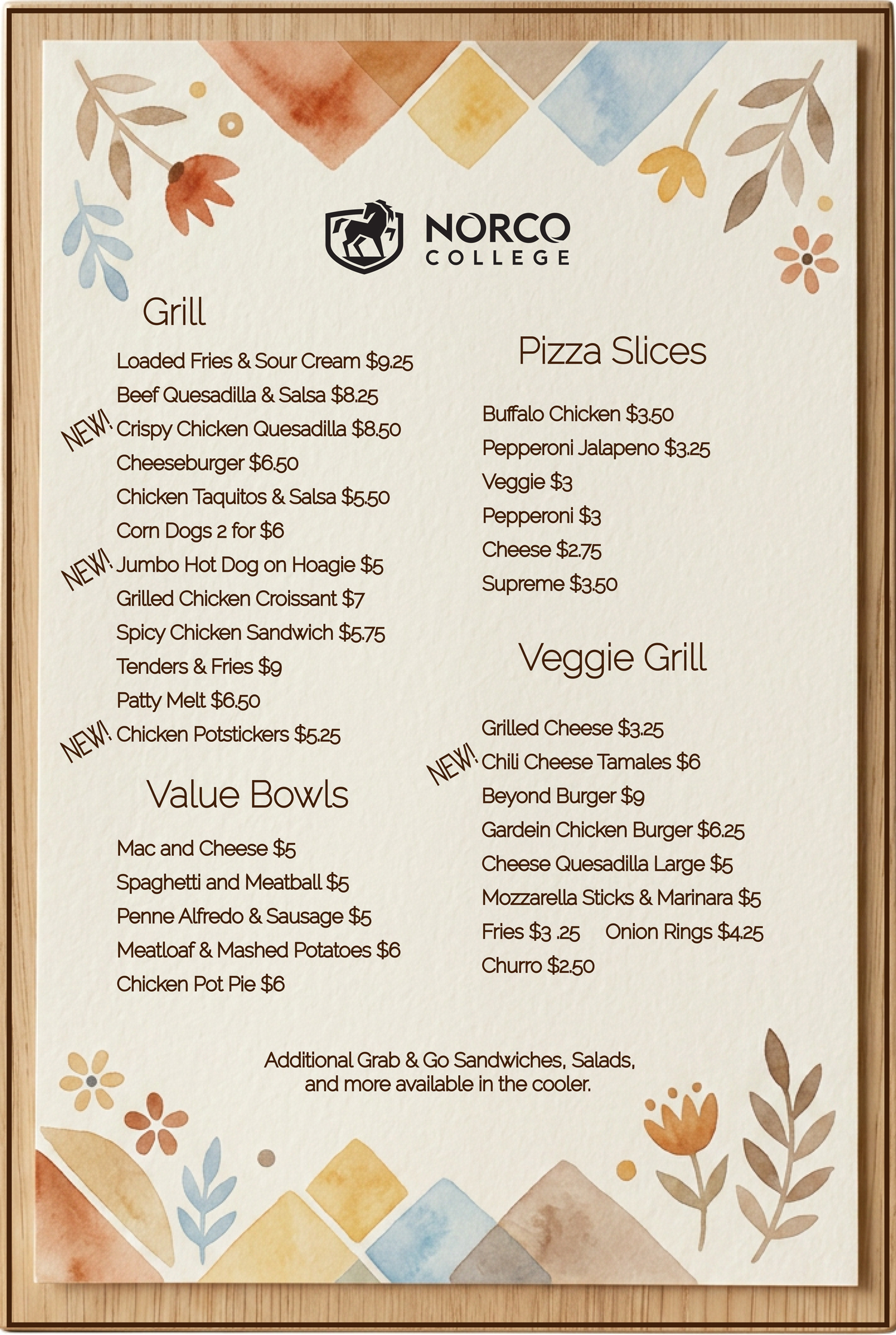 Fall 2026 Daily Menu