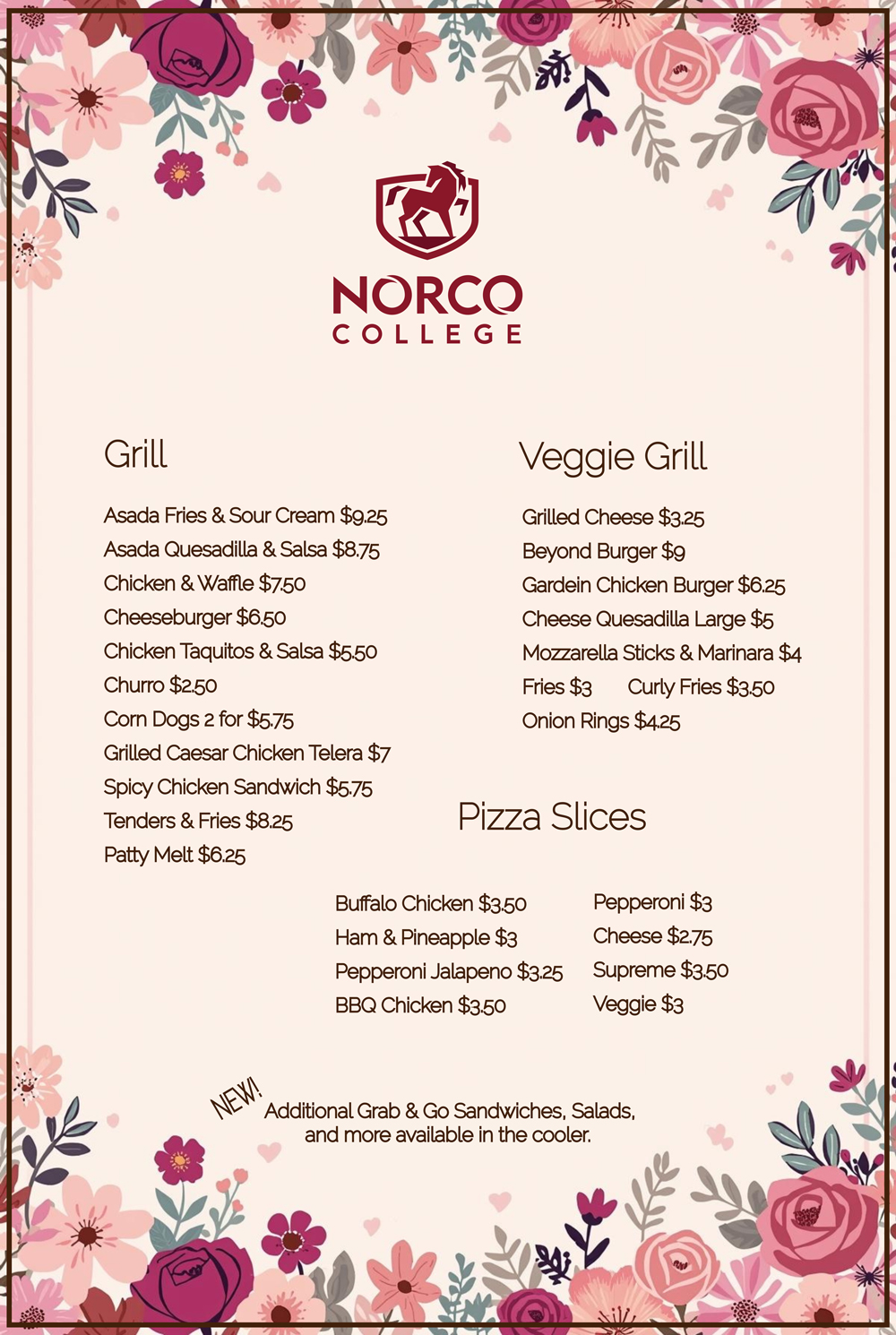 The CORRAL Menu for Spring 2026 page 2 Spring 2026 Daily Menu
