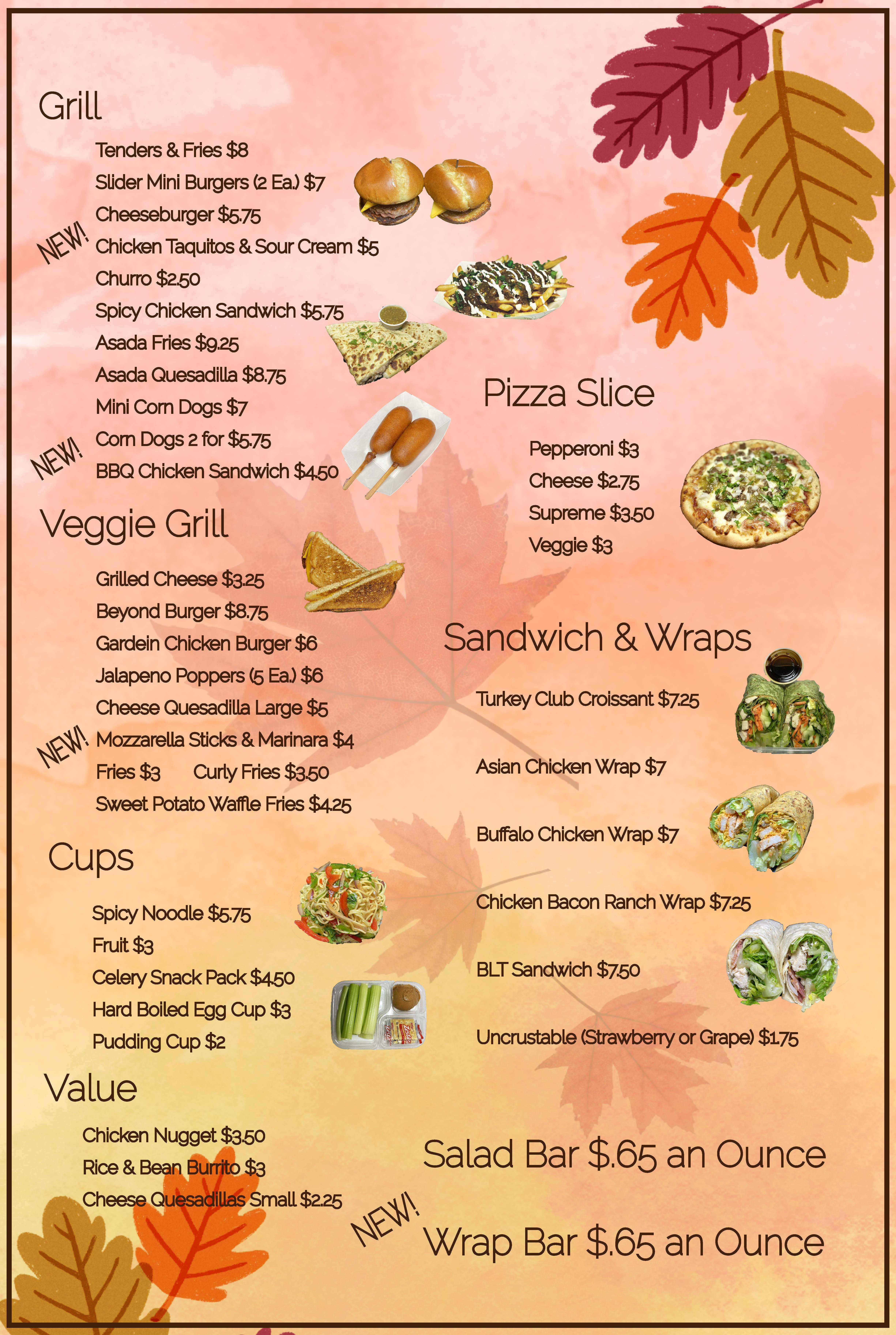 Norco College food specials Corral menu