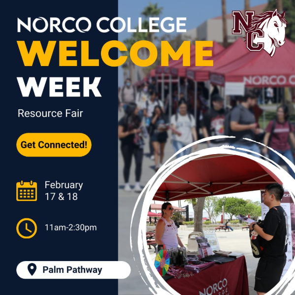 Norco College Welcome Week Resource Fair 2026 flyer