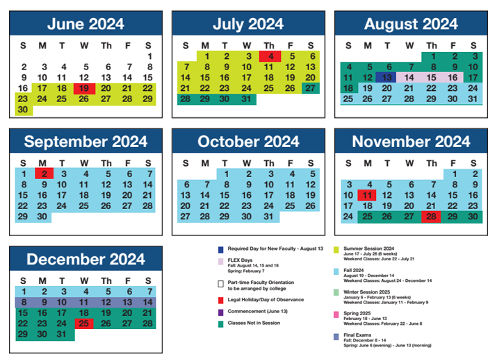 June to December 2024 Academic Calendar