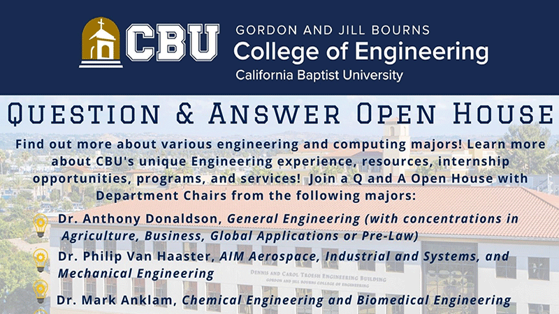 Cal Baptist University's Bourns College of Engineering Q&A Open House