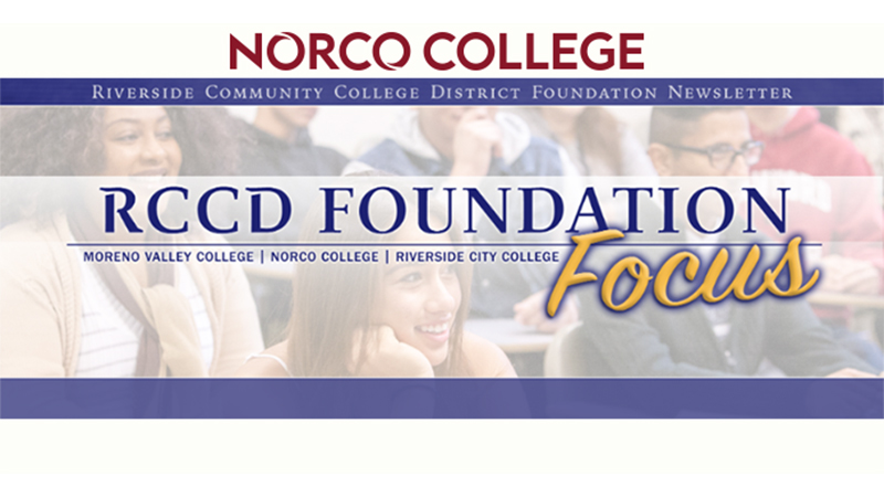 Norco College horizontal logo with RCCD Foundation Focus banner