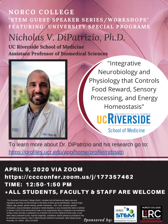 STEM Guest Speaker Series - Nicholas DiPatrizio flyer STEM Guest Speaker Series - Nicholas DiPatrizio flyer