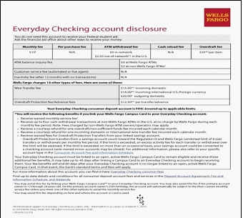 Wells Fargo Bank account disclosure