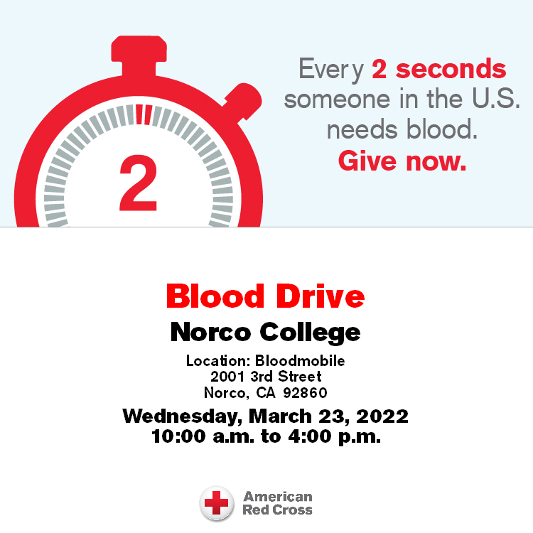 Norco College Blood Drive flyer Norco College Blood Drive flyer
