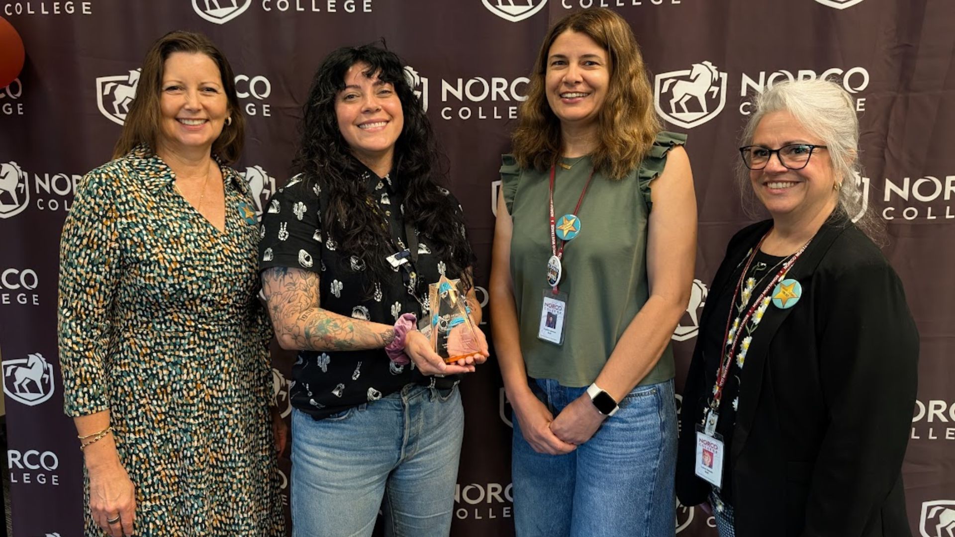 Norco College President Monica Green, CPRO of the Year Natalie Aceves, NC CSEA Member-at-Large Azadeh Iglesias, and NC CSEA Vice President Leona Vassale