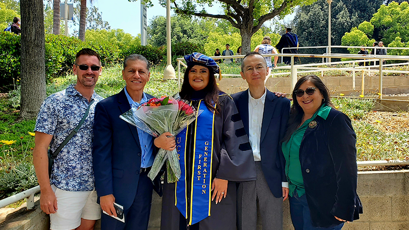 Brenda Lopez Reyna with her Norco College mentors and UCR Doctorate chair. Brenda Lopez Reyna with her Norco College mentors and UCR Doctorate chair.