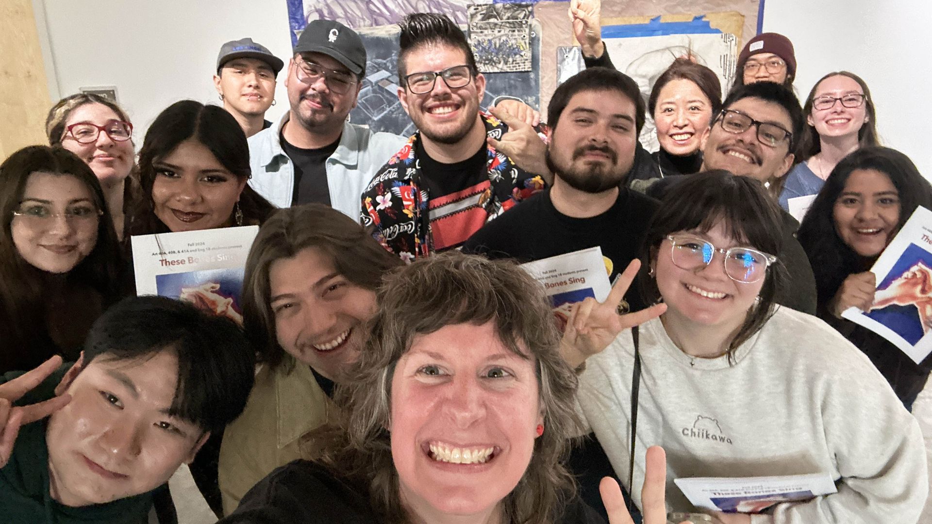 Norco College Art Gallery Director Michelle Ramin and Norco College students