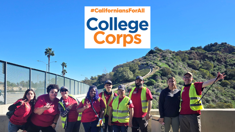 College Corps Director Ariel Davis (second from left) and Norco College students