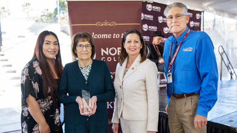 From left: Carla Reyes, Program Director, Town and Country Day School, Betty Bash, Owner/Executive Director, Town and Country Day School, Norco College President, Monica Green, Ed.D., and Kevin Bash, City of Norco Council Member