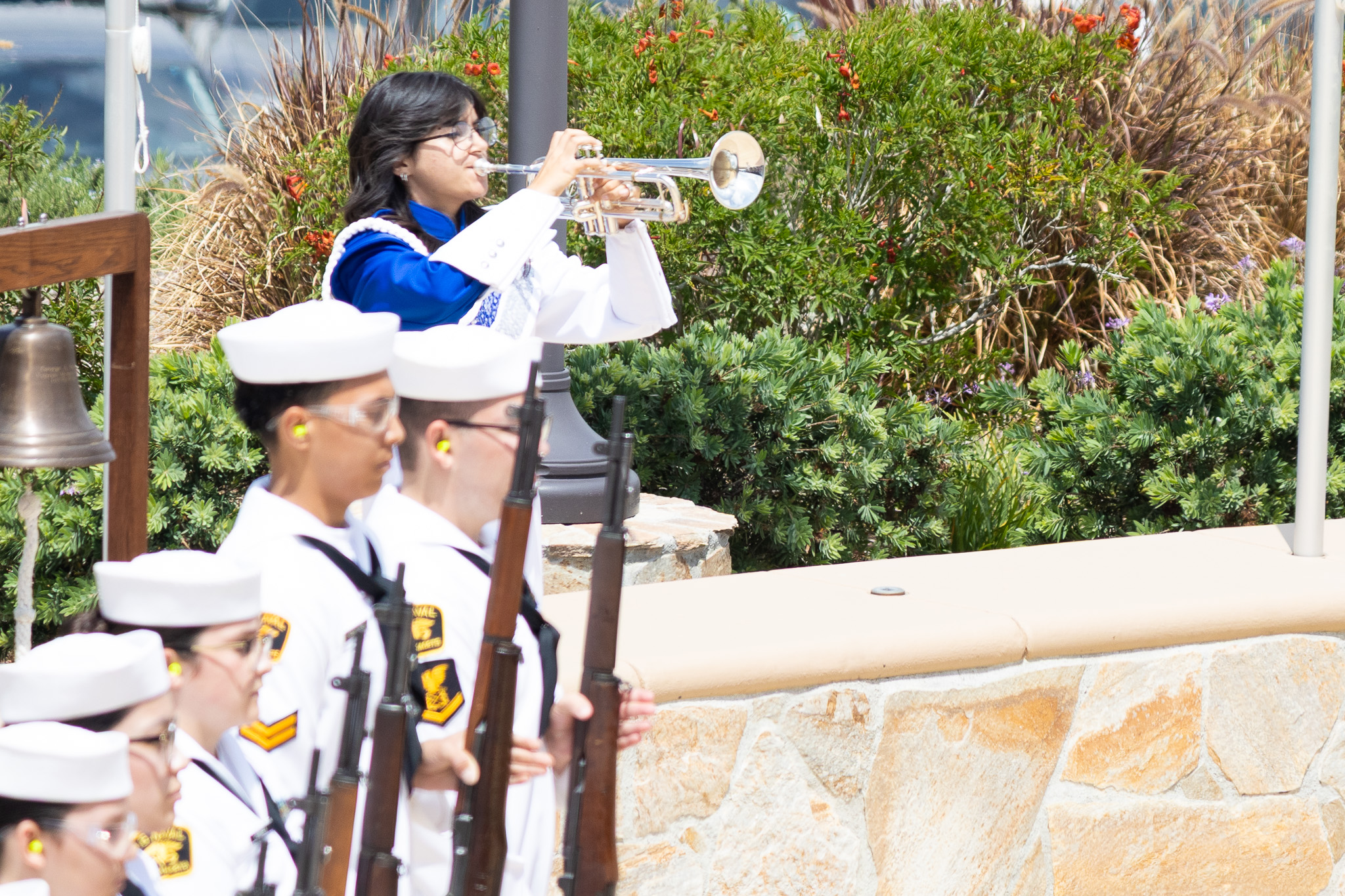Norco High School student performs “Taps” during a military honors tribute at the City of Norco Memorial Day ceremony honoring fallen service members. Norco High School student performs “Taps” during a military honors tribute at the City of Norco Memorial Day ceremony honoring fallen service members.