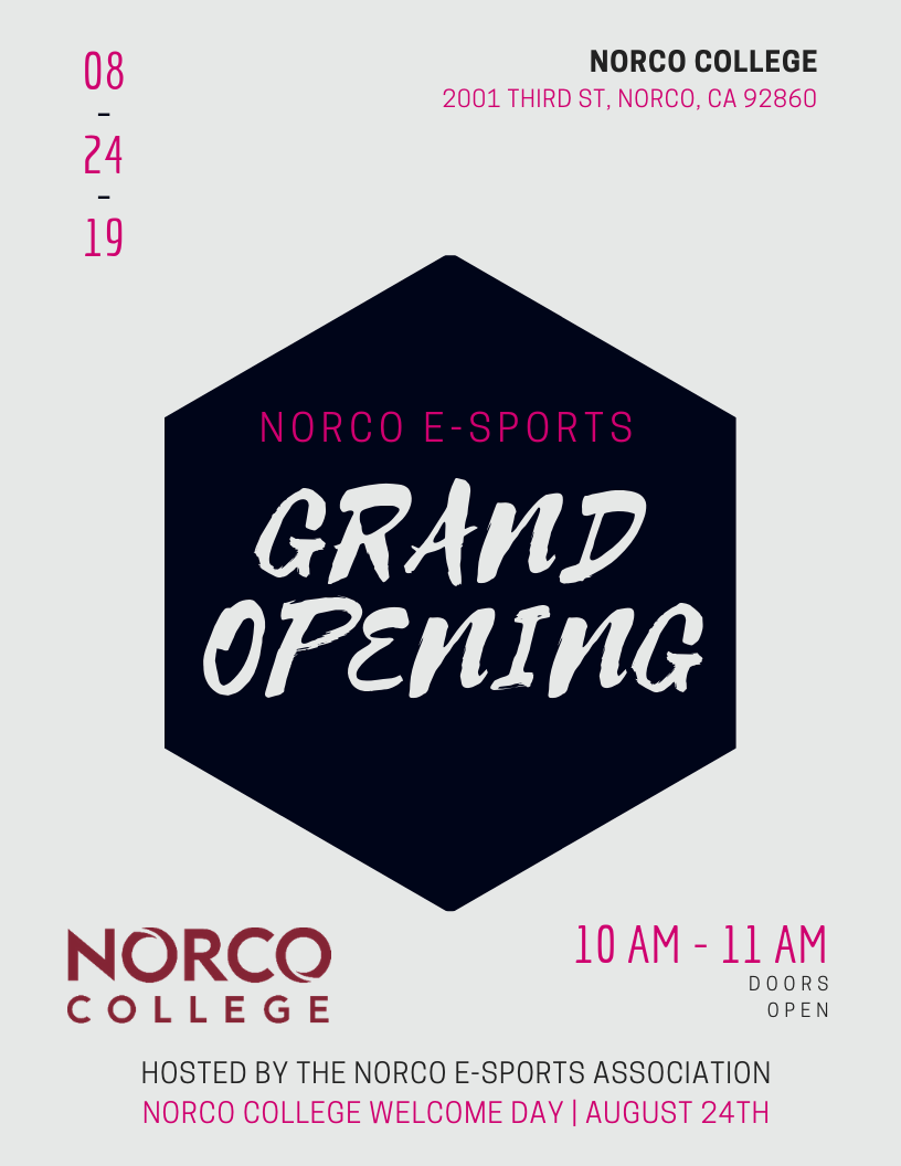 Norco e-Sports Grand Opening Flyer