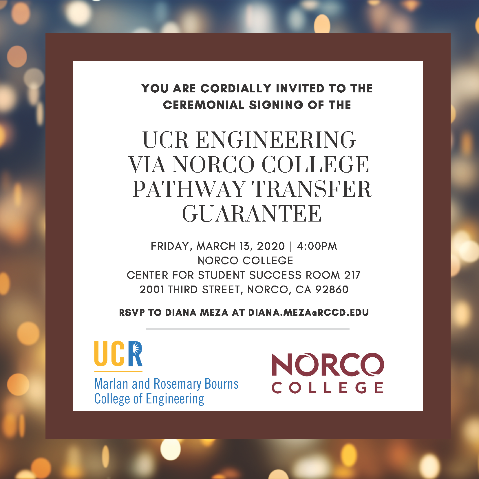 UCR Engineering via Norco College Ceremonial Signing Invite