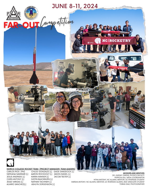 A flyer depicting students in different locations at the Far-out competition.