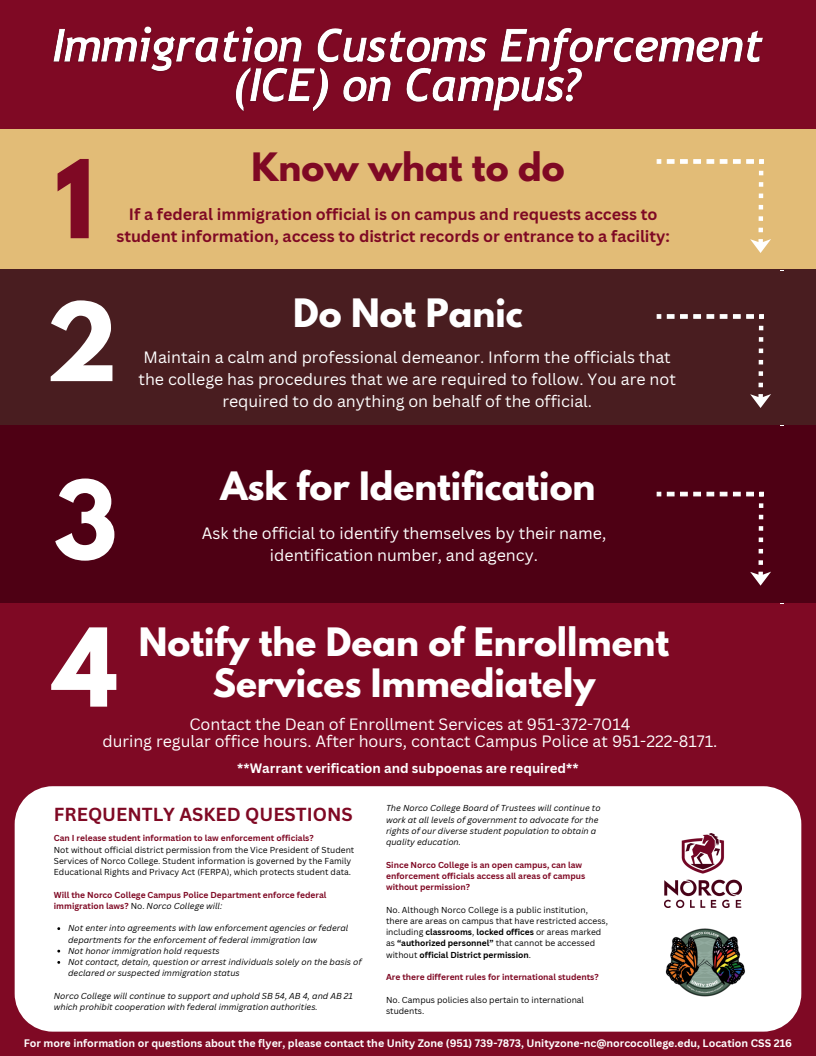 Federal Immigrations on Campus flyer