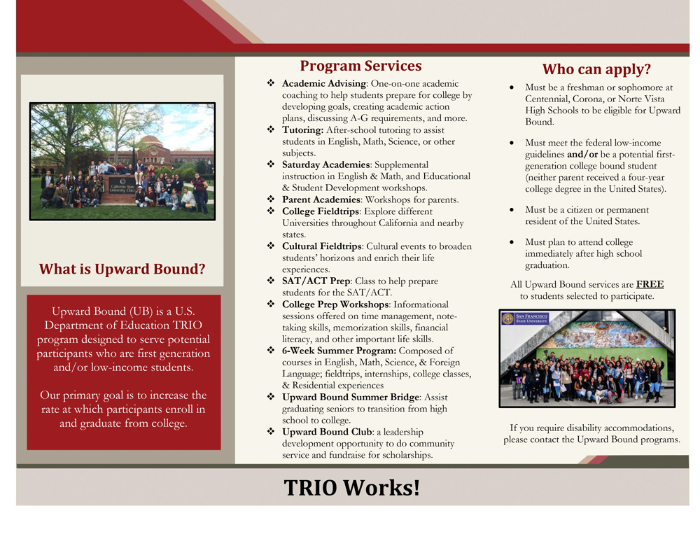 Upward Bound brochure page 2